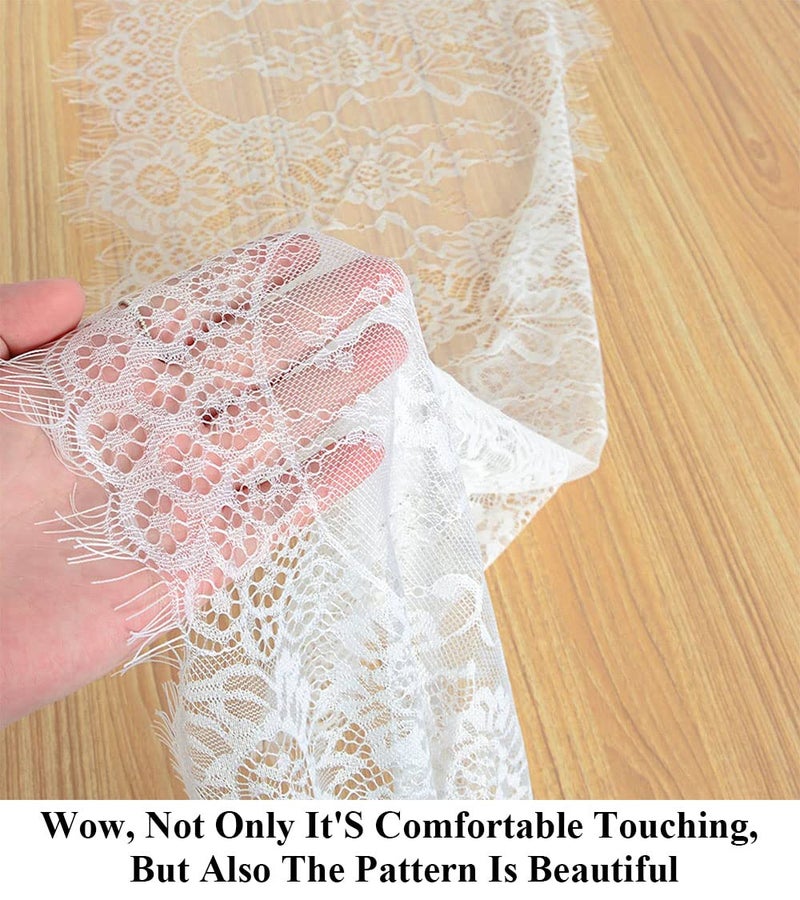 Pardecor Lace Table Runner 13x120 Inch Wedding Table Runners Flower Table Runner Vintage Lace Cloth Runner White Lace Runner - Image 2