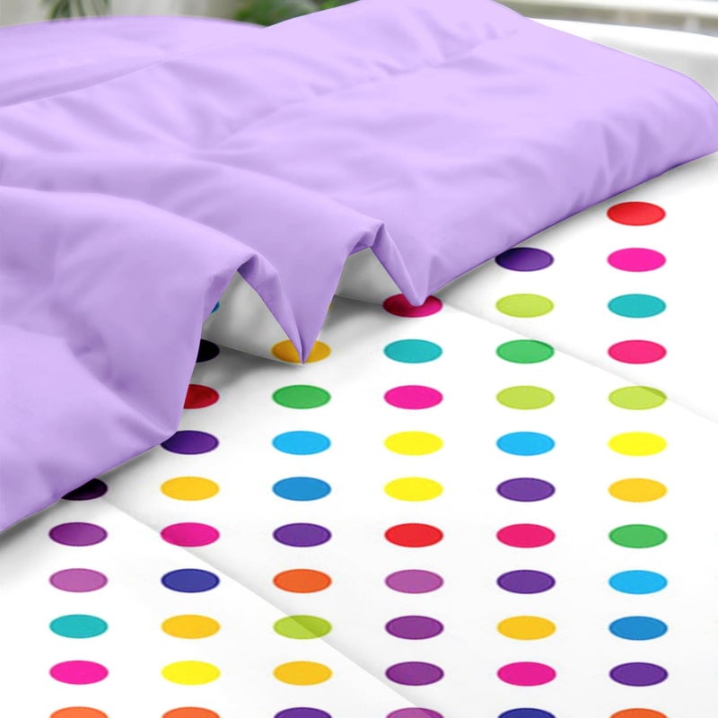 Pamnest Pamnest Comforter Set Full Size  Polka Dot Purple 7 Pcs Bedding for Kids and Adults  Inspired Candy Fun Colorful Bed Sheet Sets with Fitted Sheet 2 Pillowcases & 2 Shams for Bedroom Bed Decor  - Image 5