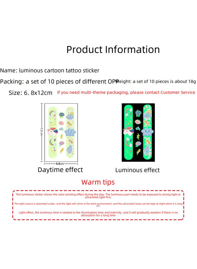 Children's Luminous Tattoo Sticker Cute Cartoon Dinosaur Mermaid Unicorn Advanced Sense Tattoo Sticker - Image 2
