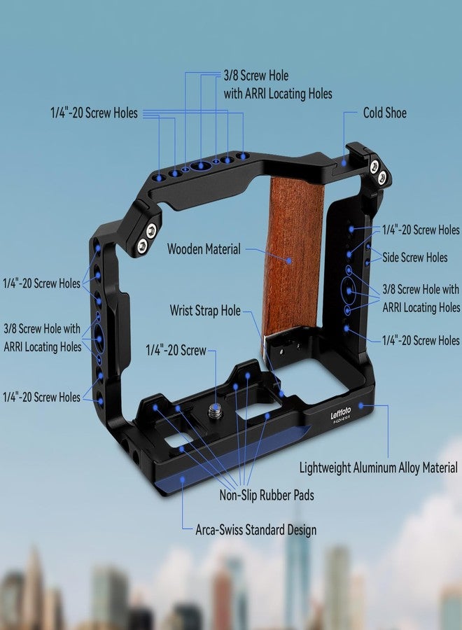 Leftfoto ZV-E10 II Upgraded Metal Camera Cage for Sony Alpha ZV-E10 II with Built-in Ergonomic Wooden Handle, Quick Mount Board for Arca for Vlog Video Recording - Image 3