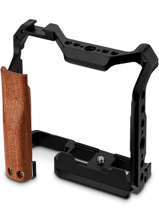 Leftfoto ZV-E10 II Upgraded Metal Camera Cage for Sony Alpha ZV-E10 II with Built-in Ergonomic Wooden Handle, Quick Mount Board for Arca for Vlog Video Recording - Image 1