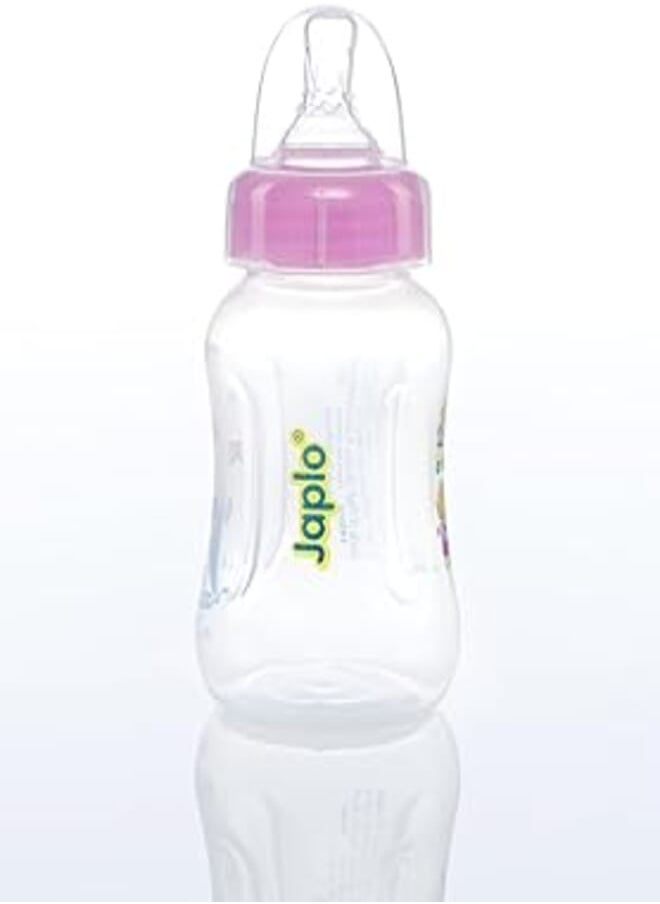 Japlo Japlo Easy mix & grip baby feeding Bottle with Anti-colic nipple & Lukewarm water mixer size 140 ml - pink colour 
