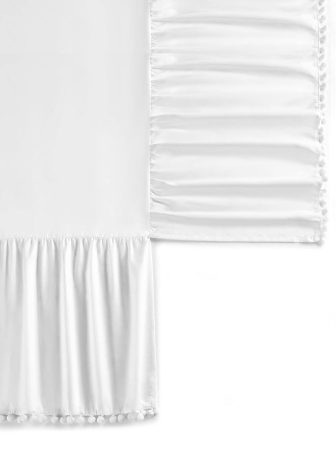 Tiny & Joy White Ruffled Crib Skirt with Pompoms, 14 Inch Drop Microfiber Nursery Crib Toddler Bedding Skirt, for Baby Boys Girls, Fits All Standard Cribs - Image 3