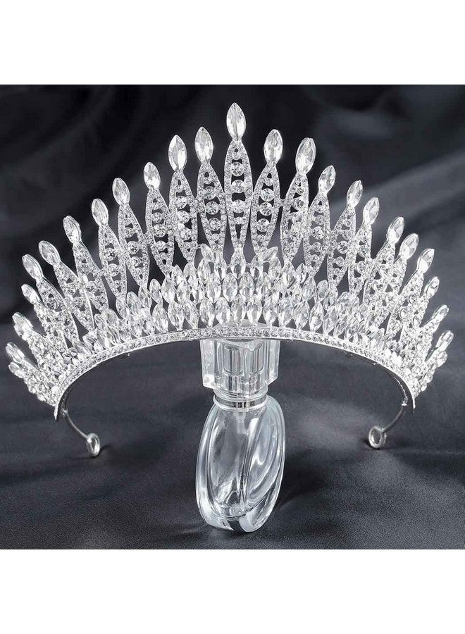 Aceorna Baroque Crowns And Tiaras Crystal Bride Wedding Queen Crowns For Brides And Bridesmaids Rhinestones Silver Tiara Decorative Bridal Princess Tiaras Hair Accessories For Women And Girls - Image 1