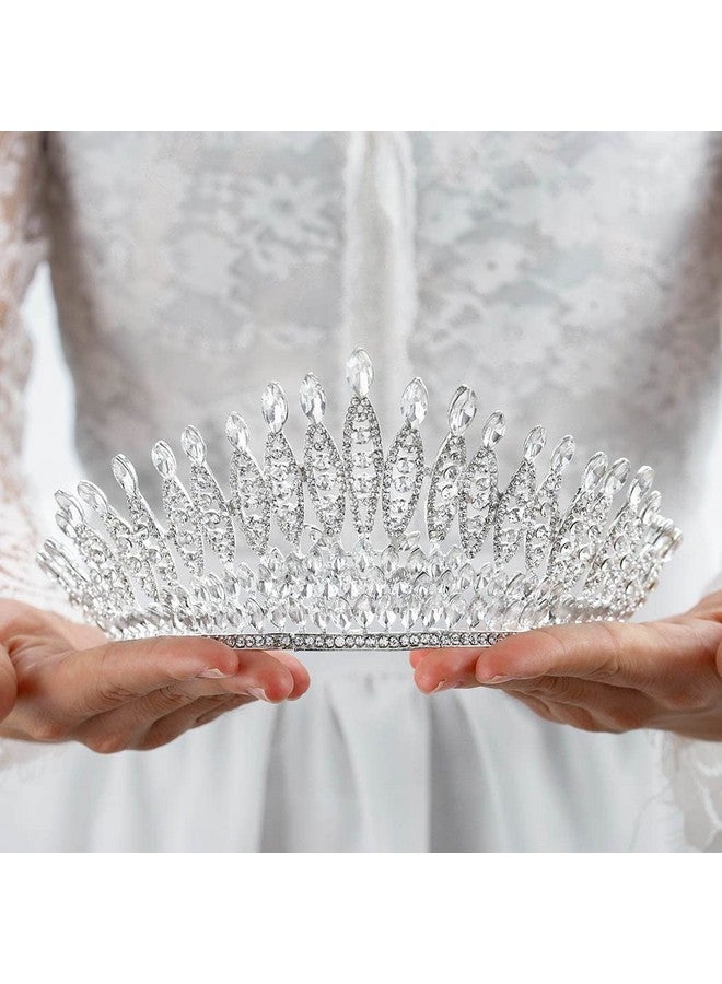Aceorna Baroque Crowns And Tiaras Crystal Bride Wedding Queen Crowns For Brides And Bridesmaids Rhinestones Silver Tiara Decorative Bridal Princess Tiaras Hair Accessories For Women And Girls - Image 3