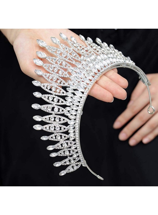 Aceorna Baroque Crowns And Tiaras Crystal Bride Wedding Queen Crowns For Brides And Bridesmaids Rhinestones Silver Tiara Decorative Bridal Princess Tiaras Hair Accessories For Women And Girls - Image 5
