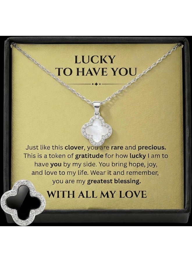 SHINYY 2 Side Crystal Clover Necklace for Women | 18K Gold Plated Four Leaf Lucky Pendant | 4 Leaf Cubic Zirconia Jewelry for Her, Dainty, 18K Gold Plated, Cubic Zirconia - Image 1