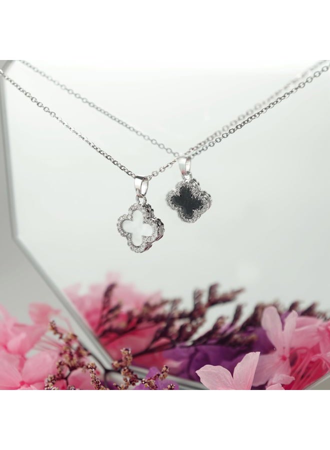 SHINYY 2 Side Crystal Clover Necklace for Women | 18K Gold Plated Four Leaf Lucky Pendant | 4 Leaf Cubic Zirconia Jewelry for Her, Dainty, 18K Gold Plated, Cubic Zirconia - Image 2