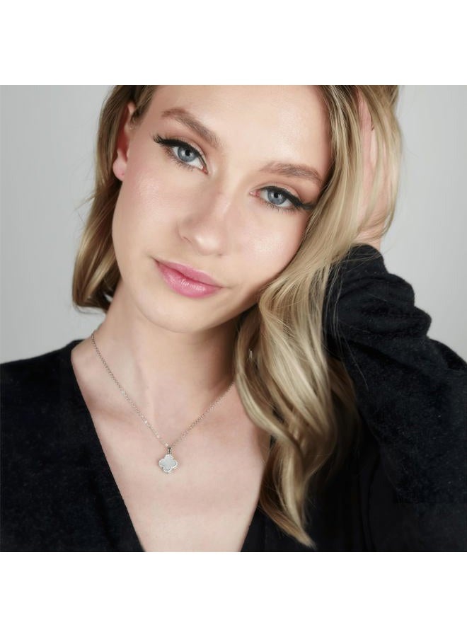 SHINYY 2 Side Crystal Clover Necklace for Women | 18K Gold Plated Four Leaf Lucky Pendant | 4 Leaf Cubic Zirconia Jewelry for Her, Dainty, 18K Gold Plated, Cubic Zirconia - Image 3