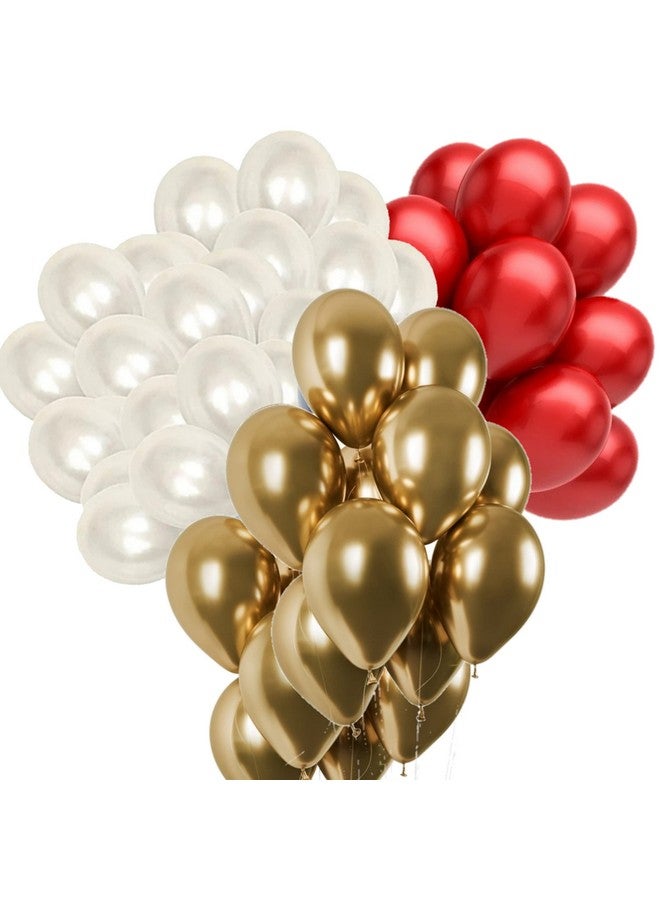 DUL DUL 30 Pcs~ Metallic balloon Combo set of 10 pcs Golden,10 pcs White,10 pcs Red Balloons for Birthday Decoration Party~Theme Party~Baby Shower (GOLDEN+WHITE+RED, 30) material Rubber
