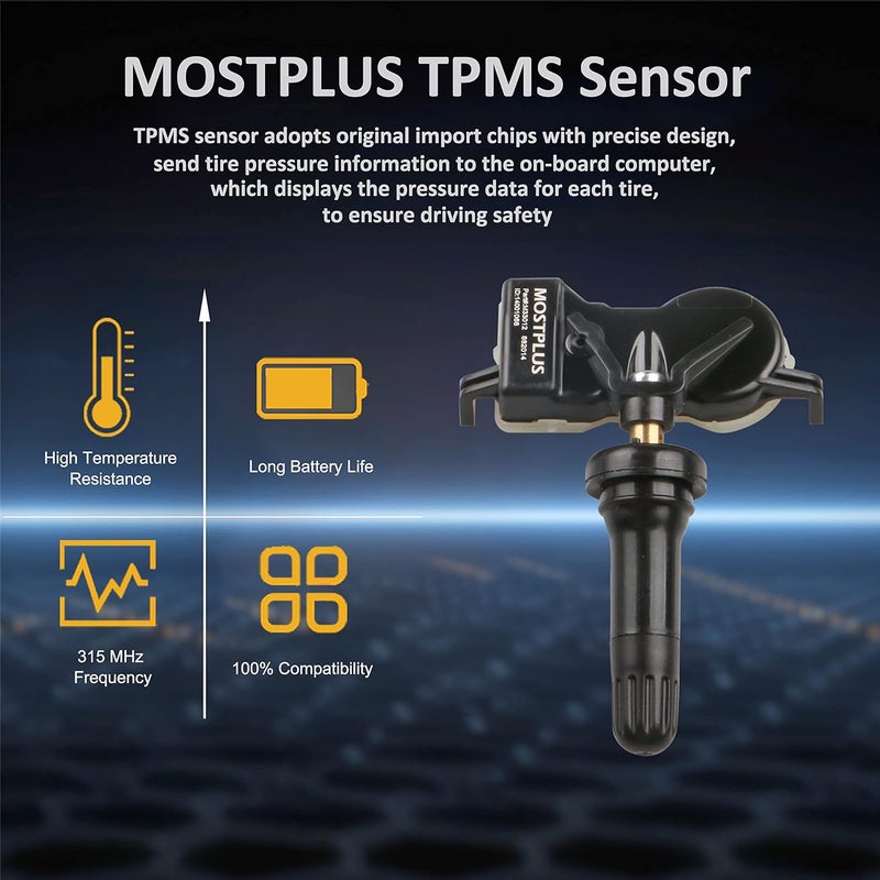 MOSTPLUS Tire Pressure Monitoring System Sensor (TPMS) Set of 4 for 2016-2019 Dodge Jeep Chrysler - Image 2