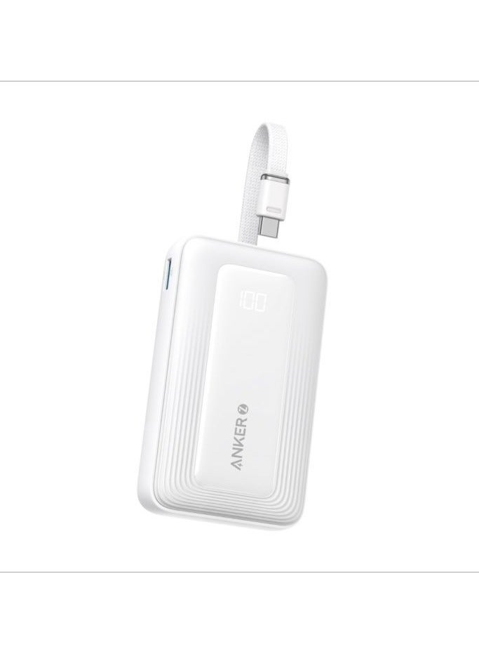 Ankey Anker Zolo Power Bank (10K, 30W, Built-In USB-C Cable) White - Image 1