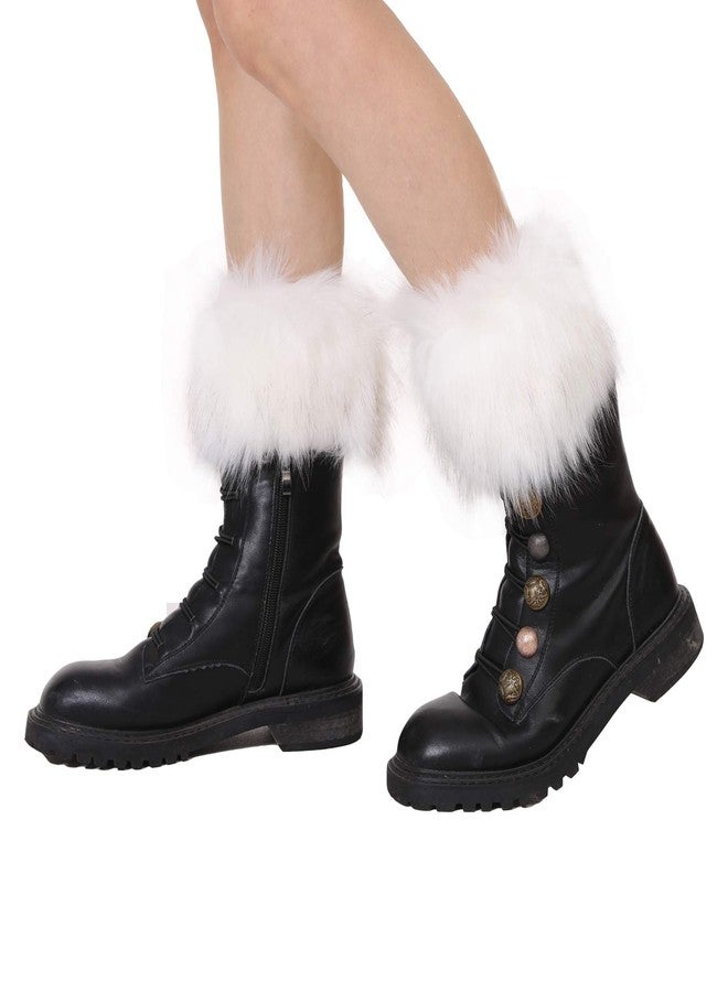 LA CARRIE Women Faux Fur Plush Leg Warmers Short Furry Fuzzy Leg Cuffs Girls Winter Knitted Boot(White) - Image 3