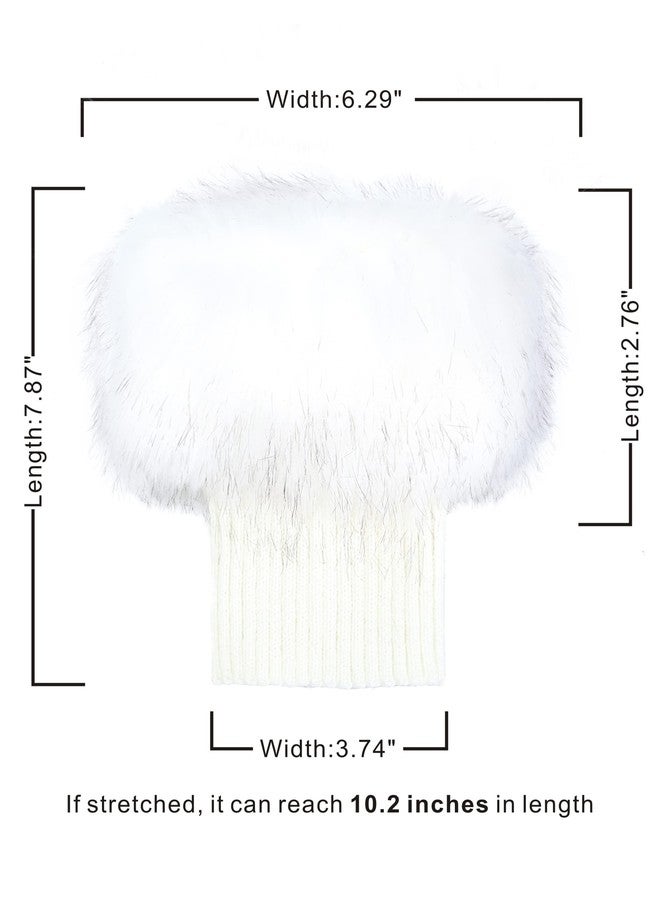 LA CARRIE Women Faux Fur Plush Leg Warmers Short Furry Fuzzy Leg Cuffs Girls Winter Knitted Boot(White) - Image 4