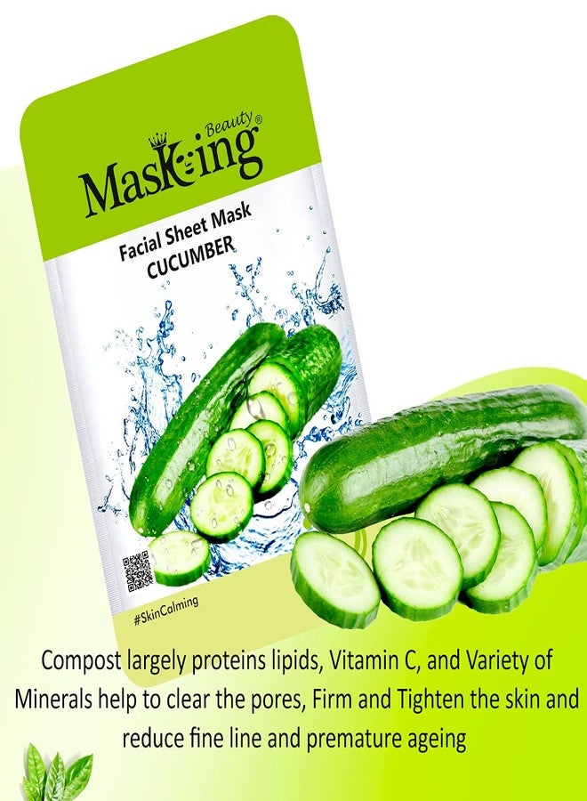 MasKing Beauty Facial Sheet Mask of Cucumber (20g) & Bamboo Facial Sheet Mask of Lavender & Calendula (20g) Ideal for Women & Men (Combo Pack of 2) - Image 2