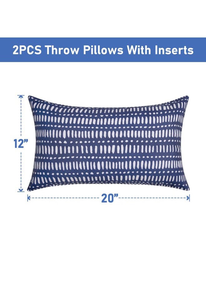 CASAJOY Pack of 2 12x20 Outdoor Pillows, Waterproof Throw Pillows with Inserts, Decorative Lumbar Pillows for Patio, Garden, Couch, Furniture, Sofa, Bed, Living Room(Pebble Dark Blue) - Image 3