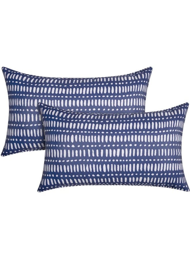 CASAJOY Pack of 2 12x20 Outdoor Pillows, Waterproof Throw Pillows with Inserts, Decorative Lumbar Pillows for Patio, Garden, Couch, Furniture, Sofa, Bed, Living Room(Pebble Dark Blue) - Image 1
