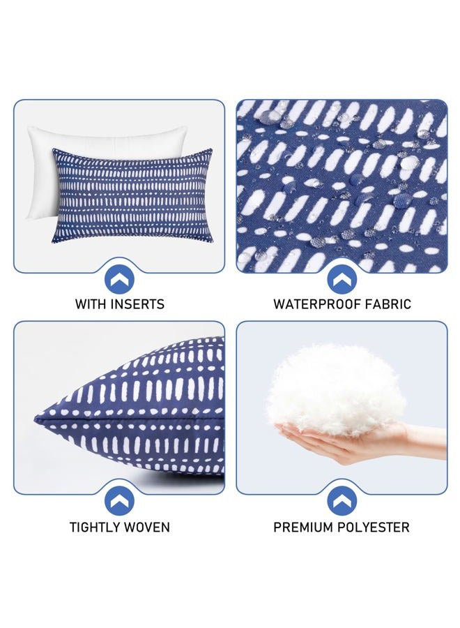 CASAJOY Pack of 2 12x20 Outdoor Pillows, Waterproof Throw Pillows with Inserts, Decorative Lumbar Pillows for Patio, Garden, Couch, Furniture, Sofa, Bed, Living Room(Pebble Dark Blue) - Image 5