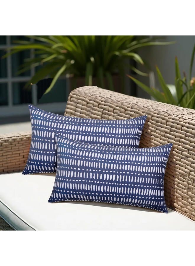 CASAJOY Pack of 2 12x20 Outdoor Pillows, Waterproof Throw Pillows with Inserts, Decorative Lumbar Pillows for Patio, Garden, Couch, Furniture, Sofa, Bed, Living Room(Pebble Dark Blue) - Image 4