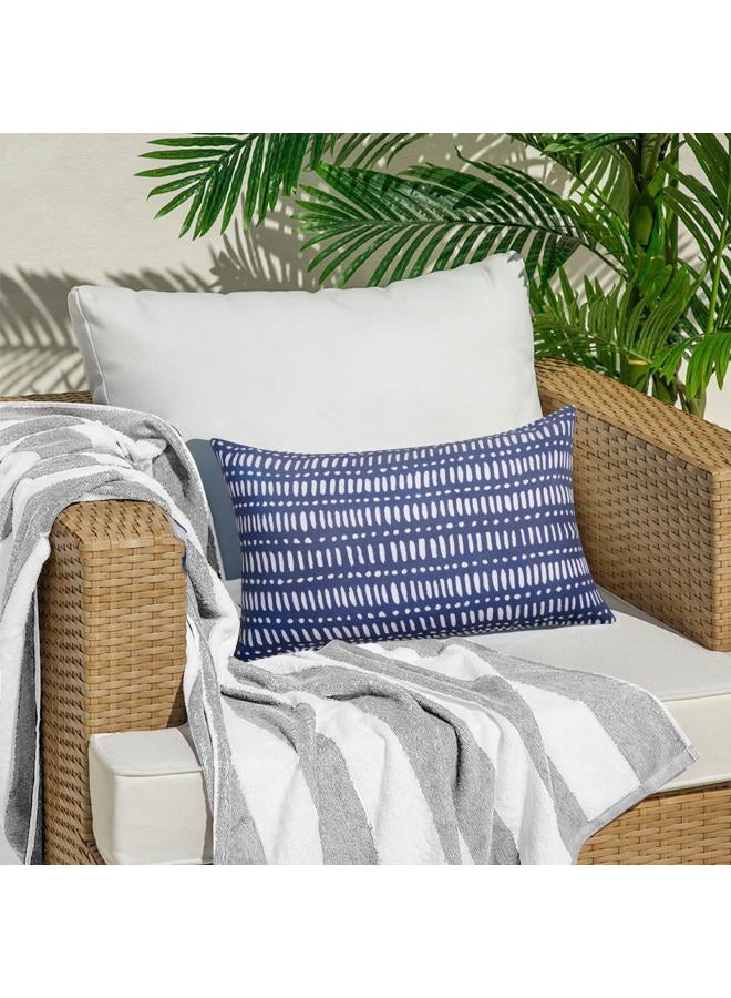 CASAJOY Pack of 2 12x20 Outdoor Pillows, Waterproof Throw Pillows with Inserts, Decorative Lumbar Pillows for Patio, Garden, Couch, Furniture, Sofa, Bed, Living Room(Pebble Dark Blue) - Image 2