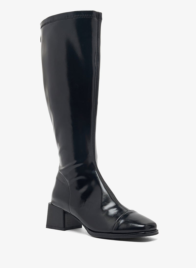 Ginger Faux Leather Block Heel Knee High Boots - Image 2