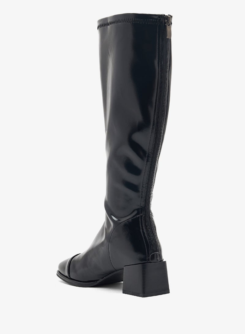 Ginger Faux Leather Block Heel Knee High Boots - Image 3