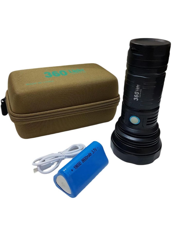360 Light High-performance spotlight with multiple brightness levels and lighting modes, powered by a rechargeable battery.  - Image 1