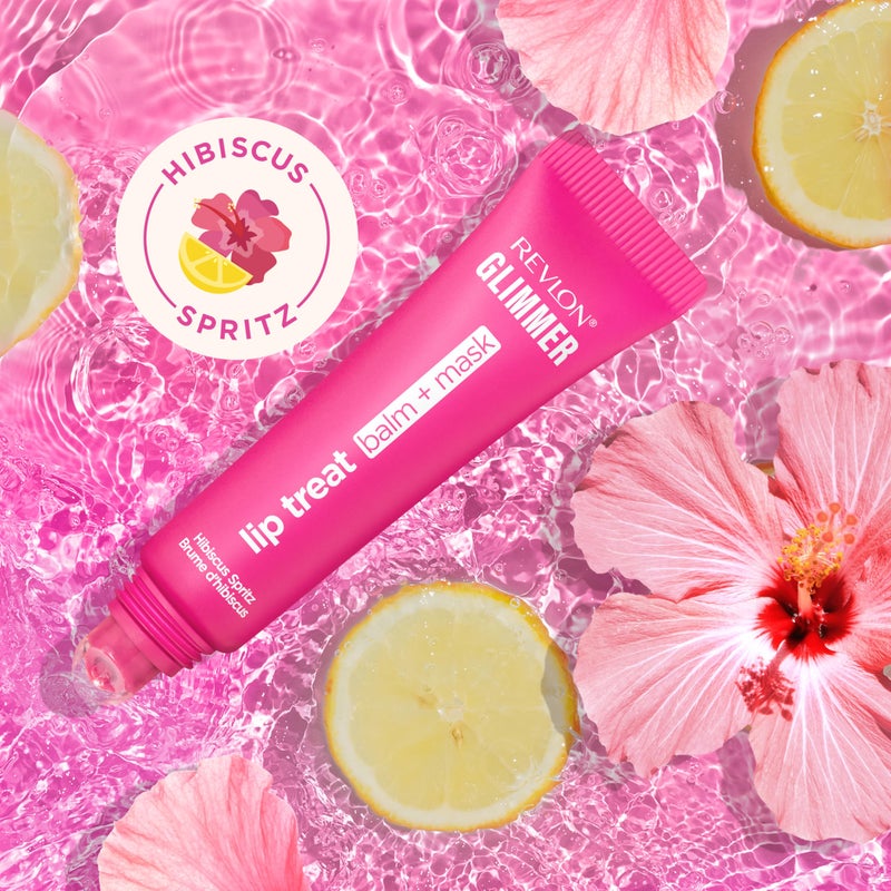 Revlon Glimmer Lip Treat Balm + Mask, Overnight Peptide Lip Treatment, Hydrating, 005 Hibiscus Spritz, 0.4 fl oz - Image 3