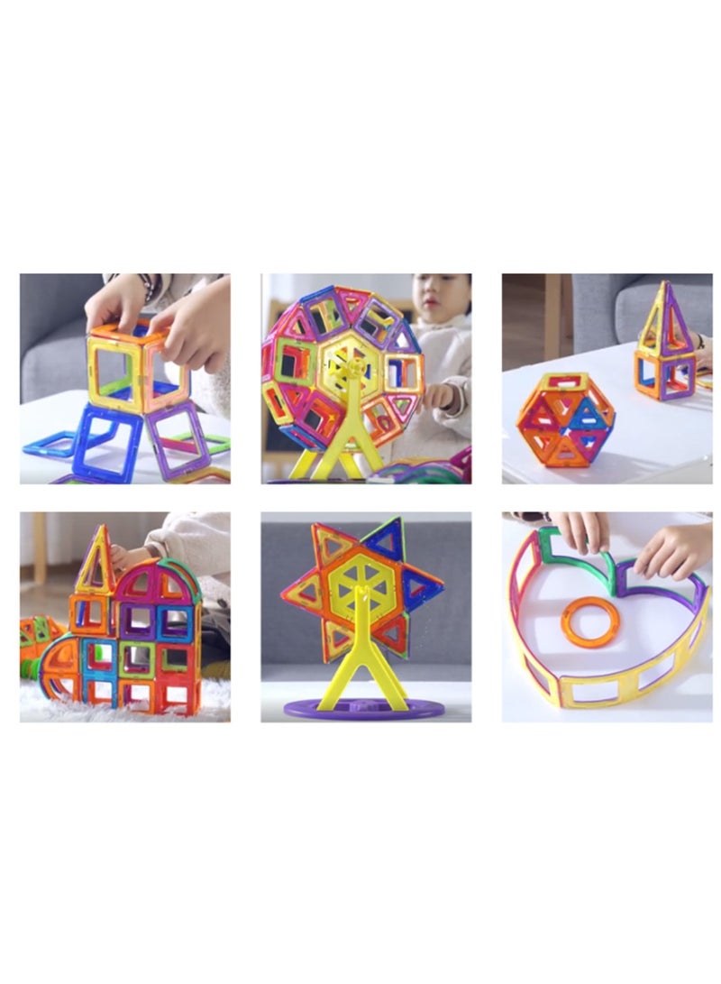 64 Pieces Educational Magnetic Color Tile Geometry Magnetic Building Blocks Playset Durable and Sturdy - Image 2