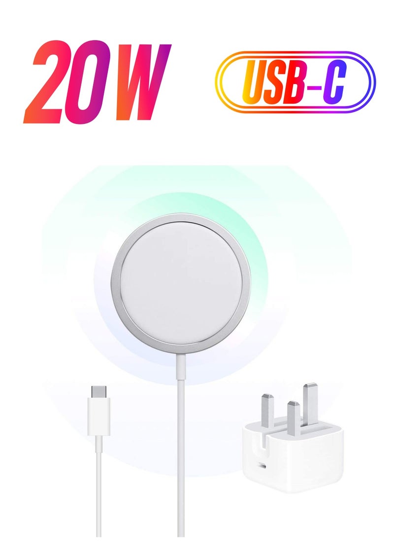 Phone Planet - 20W Magnetic Wireless Charging Cable USB-C Compatible with Apple iPhone 12/12 Mini/12 Pro/12 Pro Max - Image 1