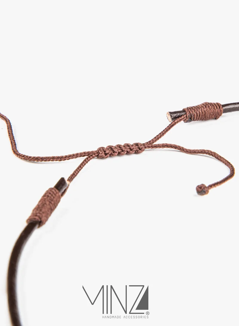 Minza  Minza Jose Unisex Necklace, 18K Gold, Beaded Pendant Necklace, with Date Pit Beads, Date Pit, Leather & Amber, Handmade Adjustable Jewelry  | Best Price UAE