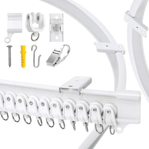 VRSS Flexible Bendable Curved Ceiling Curtain Track With Stainless Steel Curtain Clips, 3 Meters(9.8 ft) for L, U, Circle Shape Shower Curtain Track RV Curtain Track System Room Divider DIY - Image 1