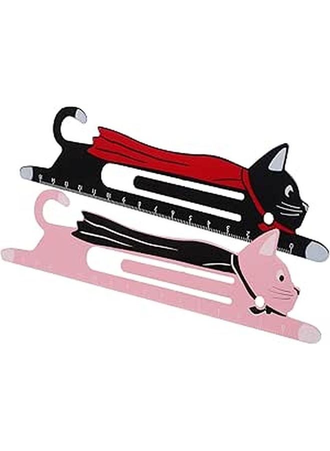 Manganese Steel Cartoon Cat Bookmarks With Ruler Scale 2 Pack For Reading School Office - Image 1