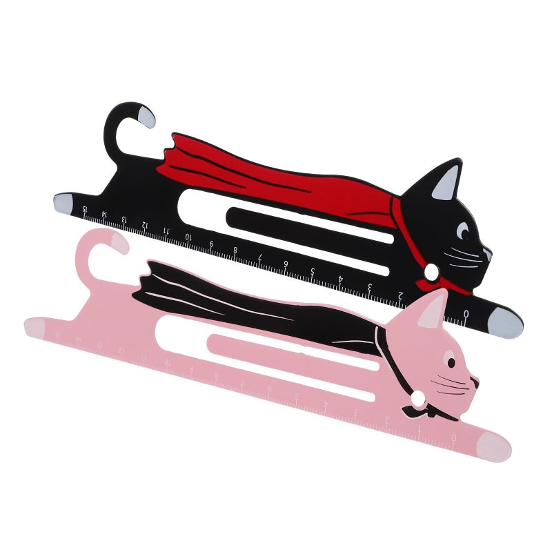 Manganese Steel Cartoon Cat Bookmarks With Ruler Scale 2 Pack For Reading School Office - Image 2