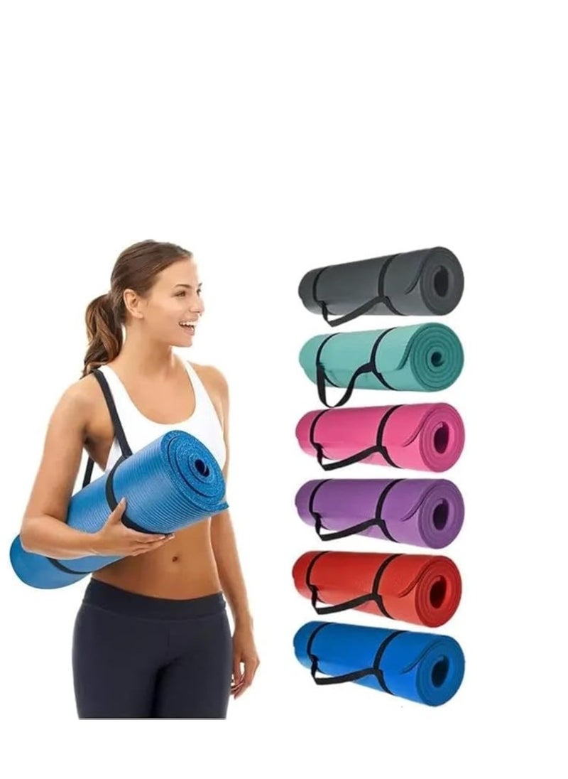 QSHOP Ultimate Premium 10mm Thick Yoga Mat with Attached Strap – Ideal for High-Intensity Interval Workouts, Pilates, Yoga, and Home Fitness Training  - Image 1
