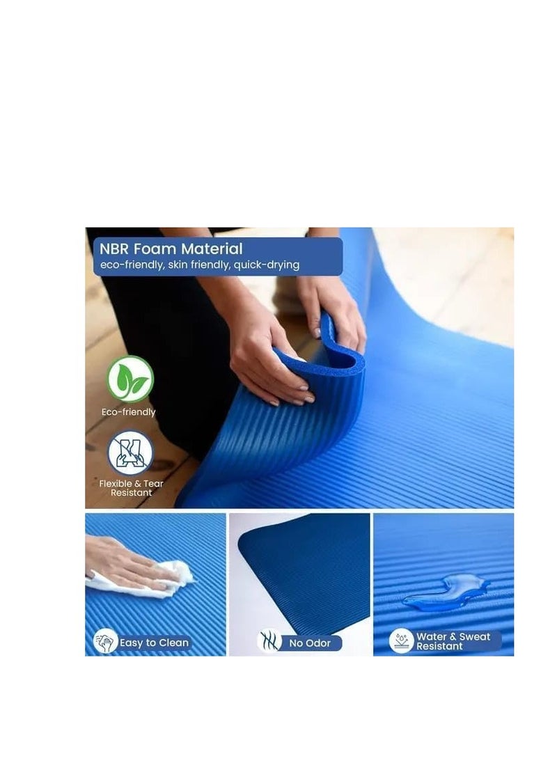 QSHOP Ultimate Premium 10mm Thick Yoga Mat with Attached Strap – Ideal for High-Intensity Interval Workouts, Pilates, Yoga, and Home Fitness Training  - Image 2