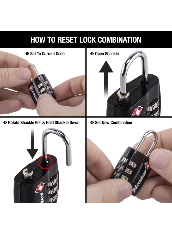 Master Lock 4680Dblk Tsa-Approved Luggage Lock  1-3 16-In. Wide  Black - Image 4