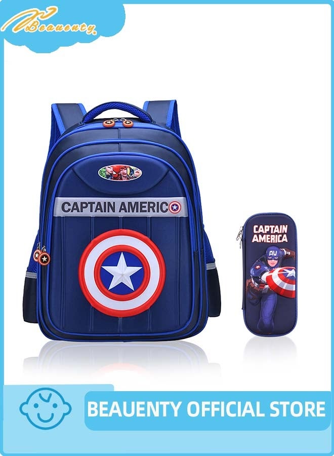 بيوينتي 3D حقيبة مدرسة أبطال مارفل ، حقائب مدرسية كبيرة للأولاد عالية القدرة ومقاومة للماء مع صندوق القرطاسية حقيبة مدرسة للأطفال. حقيبة الظهر حقيبة المدرسة للأولاد 6-12 سنة - Image 1
