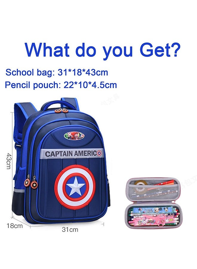 بيوينتي 3D حقيبة مدرسة أبطال مارفل ، حقائب مدرسية كبيرة للأولاد عالية القدرة ومقاومة للماء مع صندوق القرطاسية حقيبة مدرسة للأطفال. حقيبة الظهر حقيبة المدرسة للأولاد 6-12 سنة - Image 4