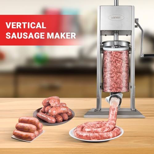 LEEVOT 11LBS/5L Manual Sausage Stuffer, Professional Stainless Steel Sausages Maker & Filler Kit with 2 Speed, 5 Stuffing Tubes, Vertical Meat Stuffers for Home Kitchen, Commercial Use - Image 4