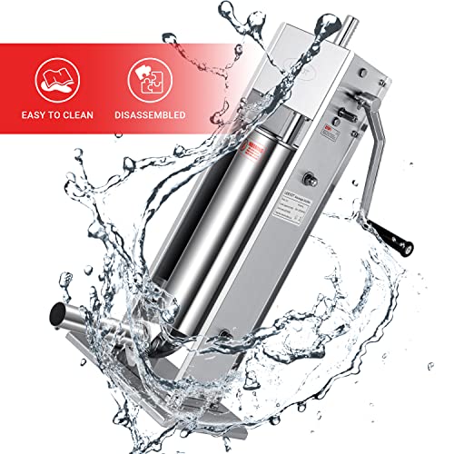 LEEVOT 11LBS/5L Manual Sausage Stuffer, Professional Stainless Steel Sausages Maker & Filler Kit with 2 Speed, 5 Stuffing Tubes, Vertical Meat Stuffers for Home Kitchen, Commercial Use - Image 2