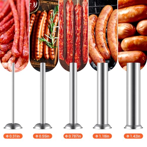 LEEVOT 11LBS/5L Manual Sausage Stuffer, Professional Stainless Steel Sausages Maker & Filler Kit with 2 Speed, 5 Stuffing Tubes, Vertical Meat Stuffers for Home Kitchen, Commercial Use - Image 5