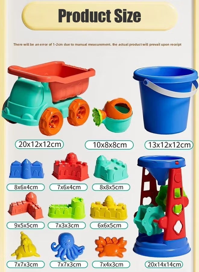 NAYIV Beach Toys Set 32PCS Beach Toy Kit with Sand Bucket Shovels Sand Molds Water Wheel Beach Tool Kit for Beach Travel Bucket Watering Can Molds Fun Beach Sand Toys Sandbox Toys Kids Sandcastle Construction Kit for Kids Ages 3-13 - Image 2