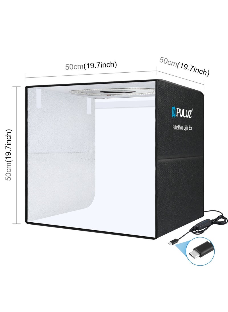 PULUZ 19.7 Inch/50cm Portable Photo Lighting Studio Light Box Shooting Tent Box Kit 50cm Ring Light with 12 Colors Backdrops  - Image 2