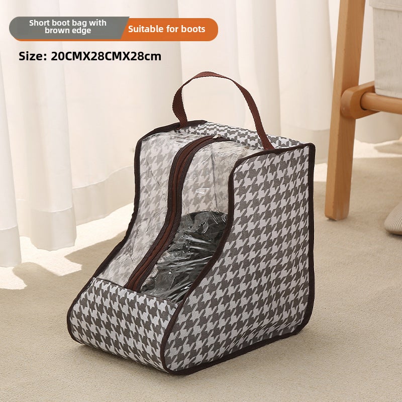 Transparent shoes storage bag travel shoes dust bag household moisture-proof waterproof boots finishing bag storage artifactBlack and white "28*20*28cm] Black and white "28*20*28cm] 