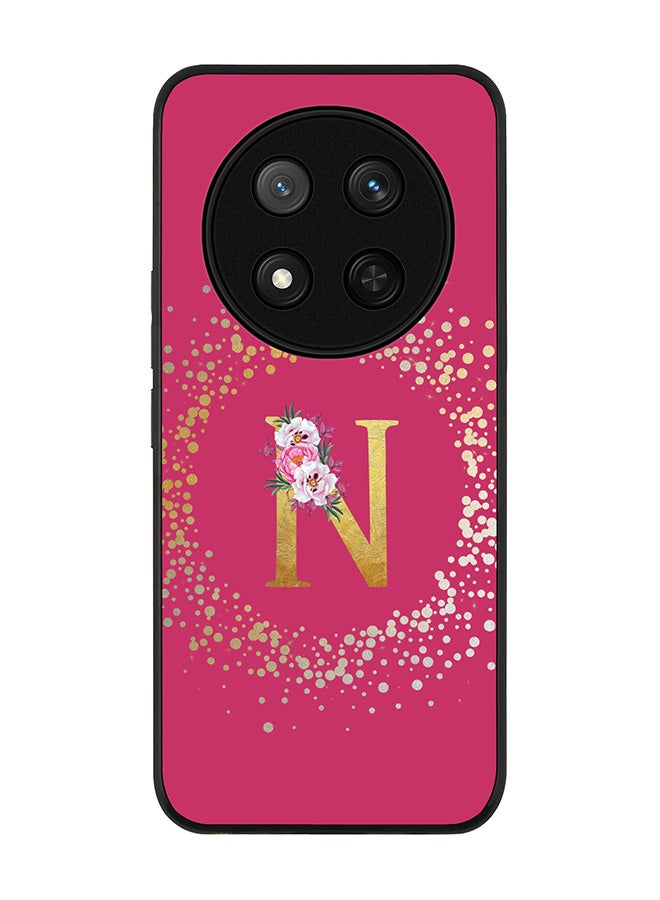 Stylizedd For Honor X9c / Honor Magic7 Lite 5G Case,Slim fit Camera Protection, Shockproof Thin Phone cover  - Custom Monogram Floral - N ( Deep Pink )  - Image 1