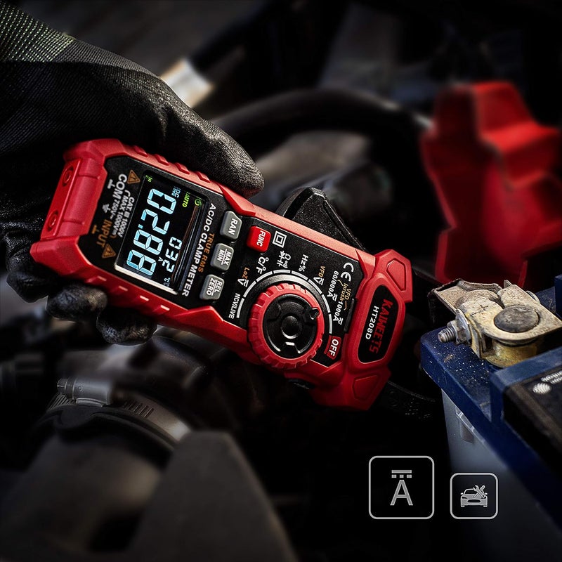 KAIWEETS HT208D Inrush Clamp Meter 1000A True RMS AC/DC Current Amp Meter, VFD, LOZ Mode, 6000 Counts, Measures Current Voltage Temperature Capacitance Resistance Diodes Continuity Duty-Cycle - Image 4