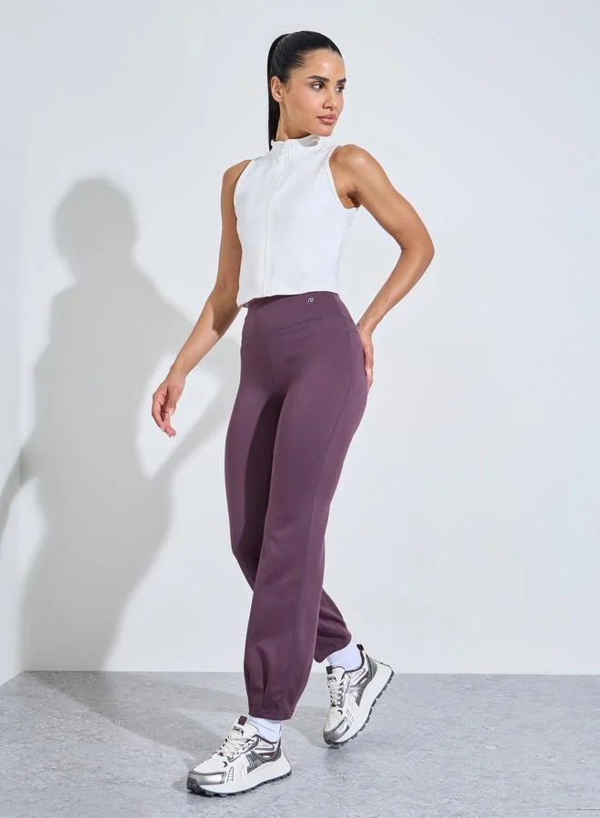 Styli Active Purple Solid Cuffed Hem Active Joggers