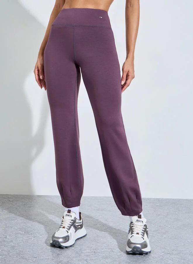 Styli Active Purple Solid Cuffed Hem Active Joggers