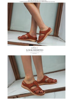 SIKETU Spring And Summer New Comfortable Casual Wedges To Wear Sandals Outside The Beach  Brown  - Image 2